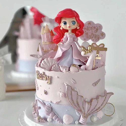 生日蛋糕装饰摆件美人鱼卡通人物大尾巴模具女孩公主简约烘焙插件