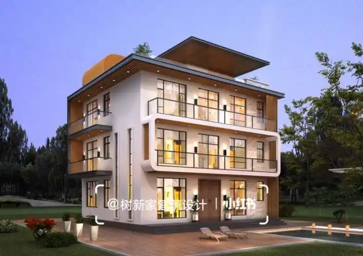 120平三层半时尚现代风农村自建房全套图纸