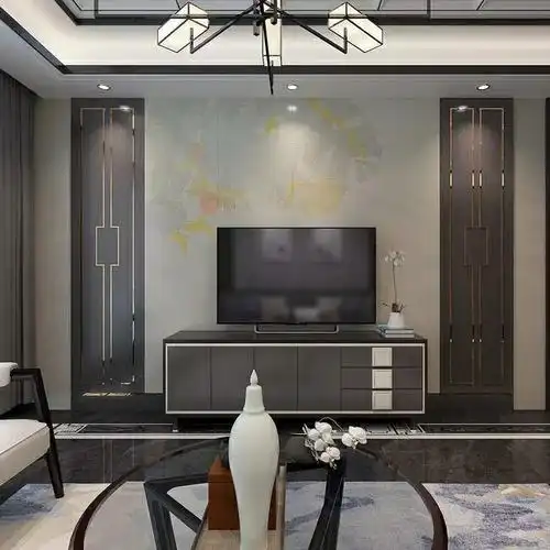 多层背景墙定制实木新中式中式电视客厅护墙板