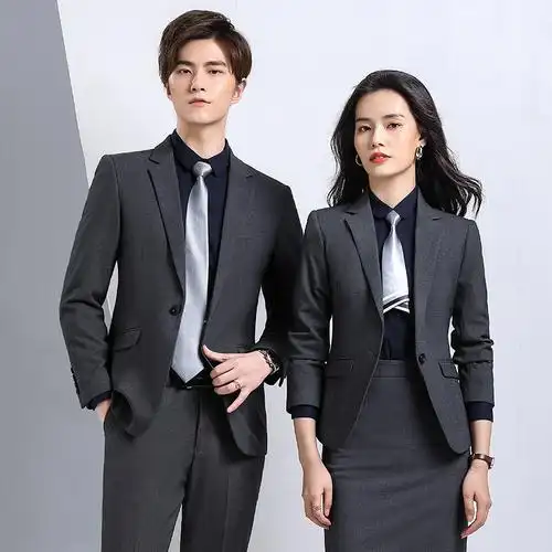 新款磨毛西装男女同款职业装长袖西装弹力套装女商务西服定制正装