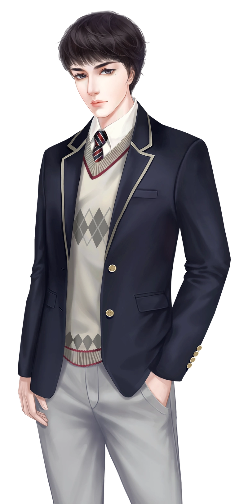 现代立绘校服男生