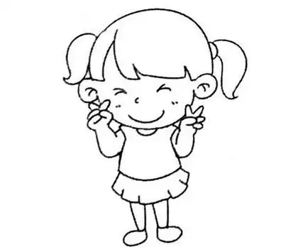 开心的小女孩简笔画图片大全