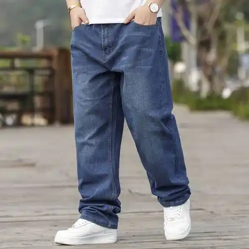 恒源祥春夏季特大号牛仔裤男加宽松男裤直筒弹力肥佬长裤子21年秋冬季