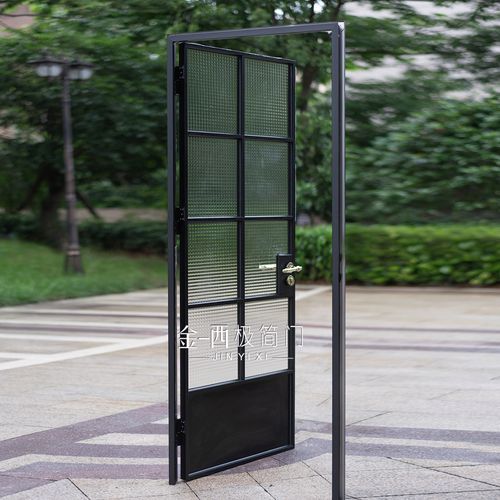 双方格玻璃门黑色复古格子铝合金洗手间浴室门厕所门