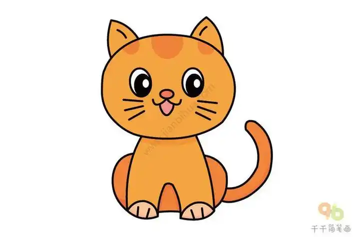 小猫简笔画卡通彩色