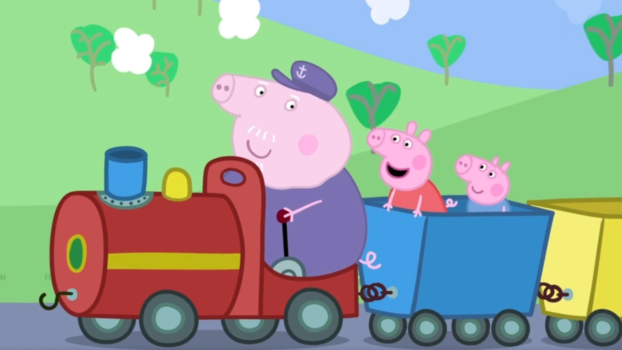 小猪佩奇和乔治觉得爷爷的小火车太酷了
