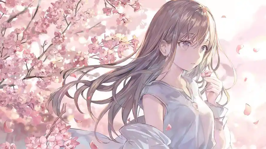 小清新粉红卡通小女孩图片壁纸 1920*1080