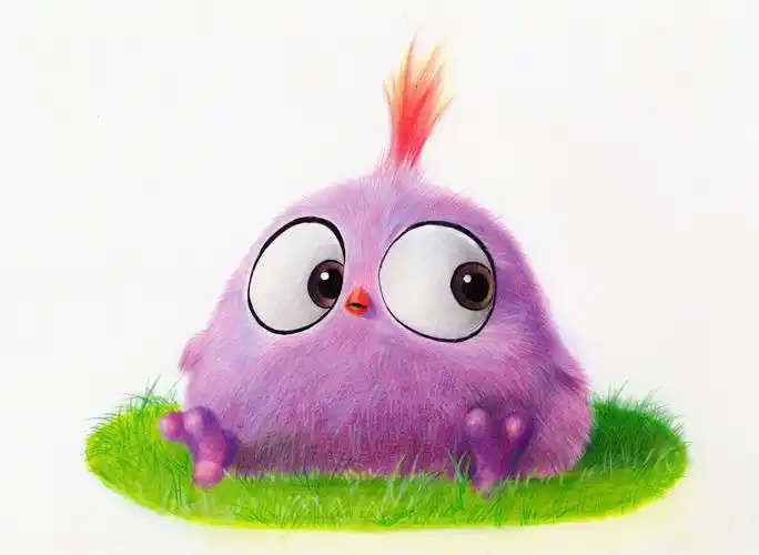 萌萌哒彩铅画愤怒小鸟