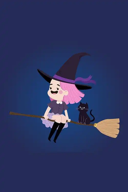 可爱万圣节女巫矢量素材