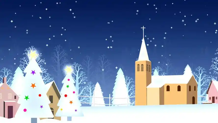 雪地村庄的圣诞夜素材