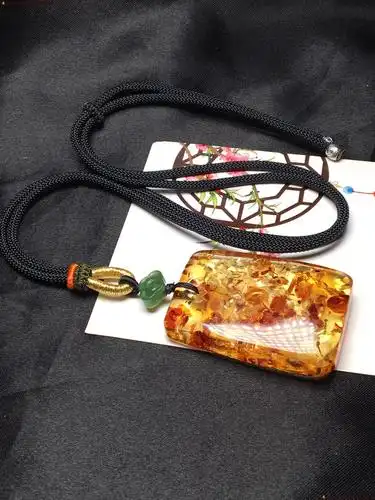 极品 花珀 琥珀平安无事牌