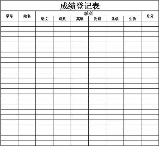 成绩登记表(模板)