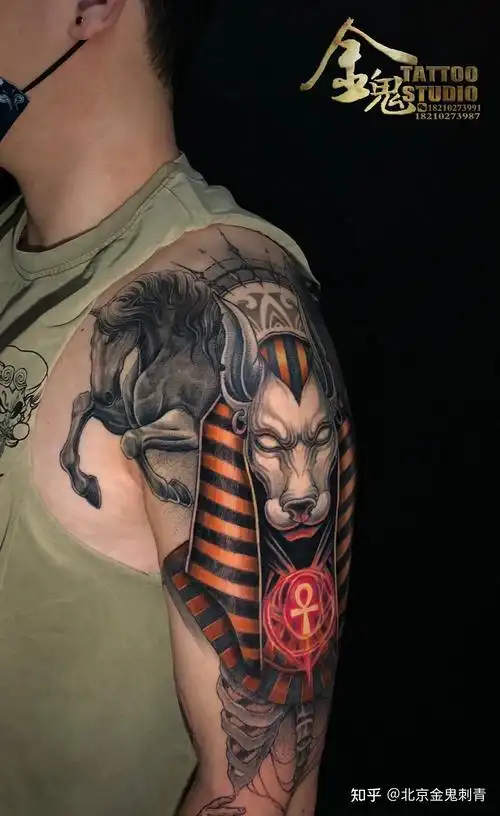 最古老的埃及神之一阿努比斯天秤平衡烈马tattooby海燕