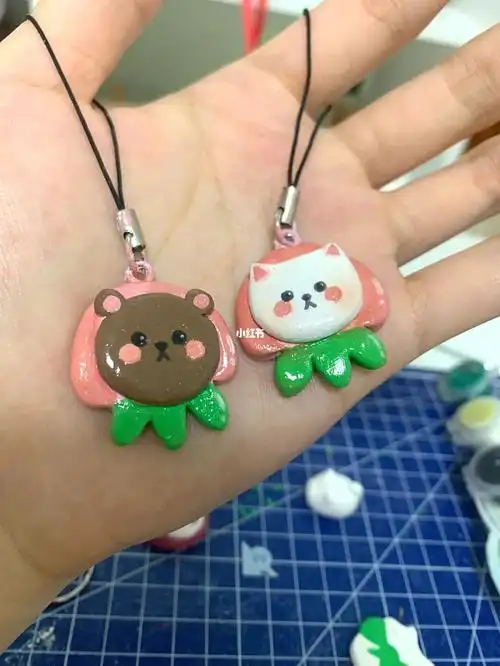 石塑粘土后续1情侣小挂件小熊和小猫
