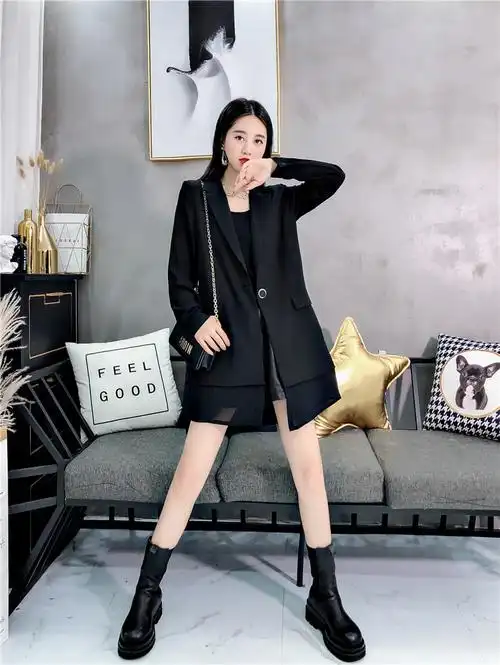 一粒扣风衣女装欧洲站2021秋季新款宽松时尚系带百搭拼接外套潮流