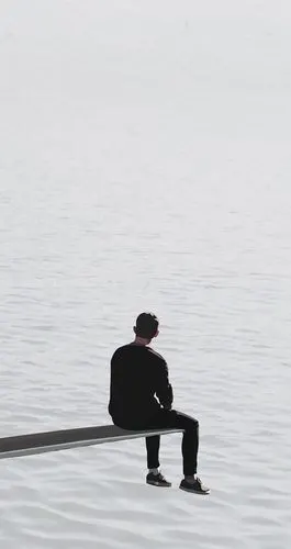 孤独的看着大海,高清图片,手机壁纸