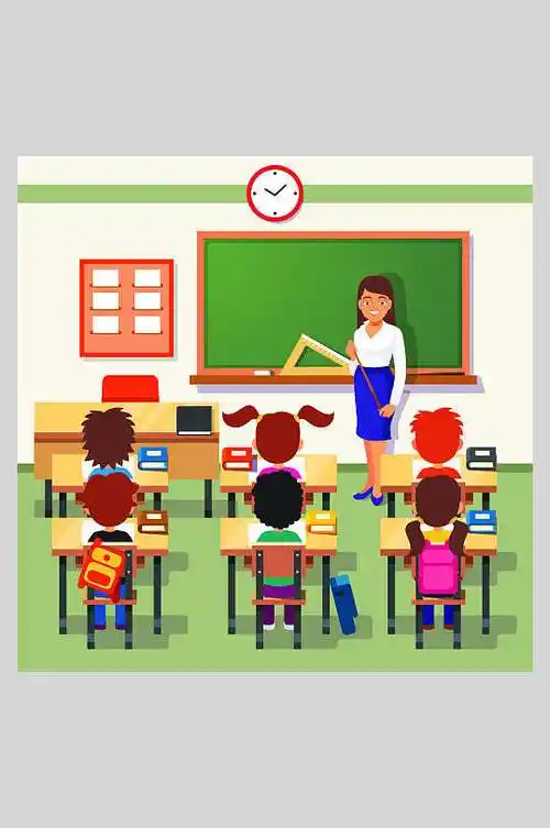 学生上课场景矢量插画