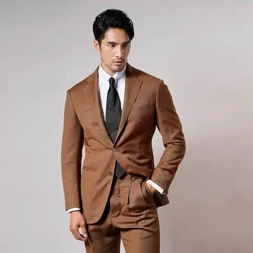 bnf礼服西装西服棕色单棕色意大利男士修身商务西服