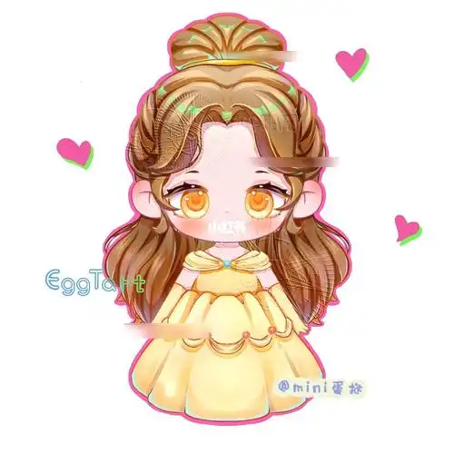 迪士尼公主插画系列贝儿公主q版