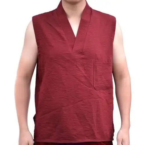 喇嘛僧服乱麻背心坎肩v领藏传佛教僧衣夏季西藏藏服披肩和尚服c56喇嘛