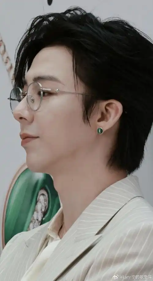 刘宇宁条纹西装,单侧耳钉.  这帅气的侧脸真的太杀我了!帅帅帅.