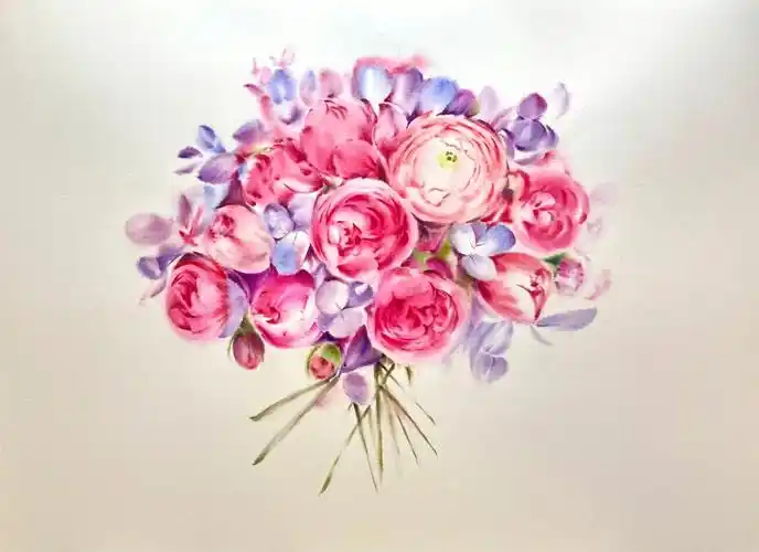 水彩花卉/湿画练习