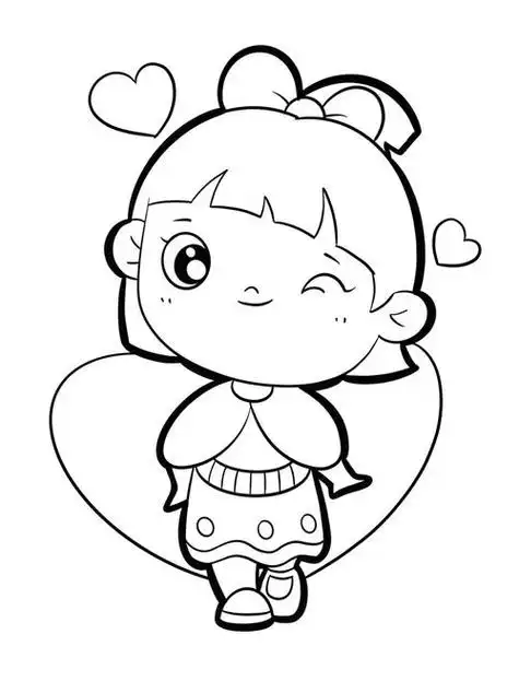 简笔画美丽的小女孩