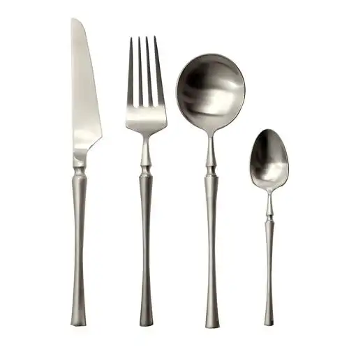 欧式拉丝质感不锈钢家用西餐刀叉四件件套牛排西餐餐具套装