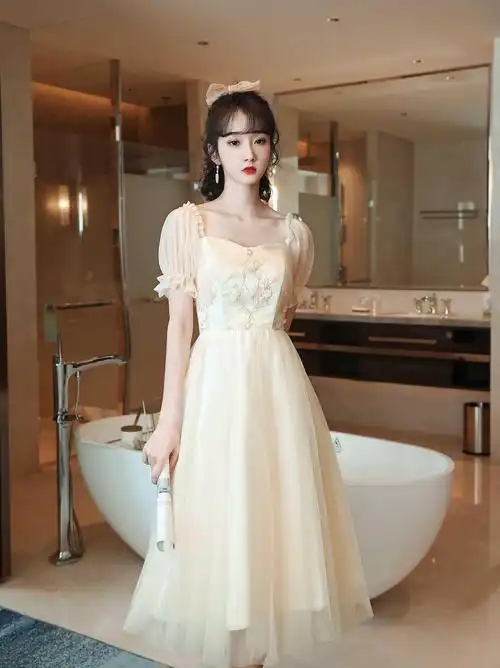 升学宴礼服女公主裙女成年晚会很仙的甜美仙女连衣裙夏伴娘服大