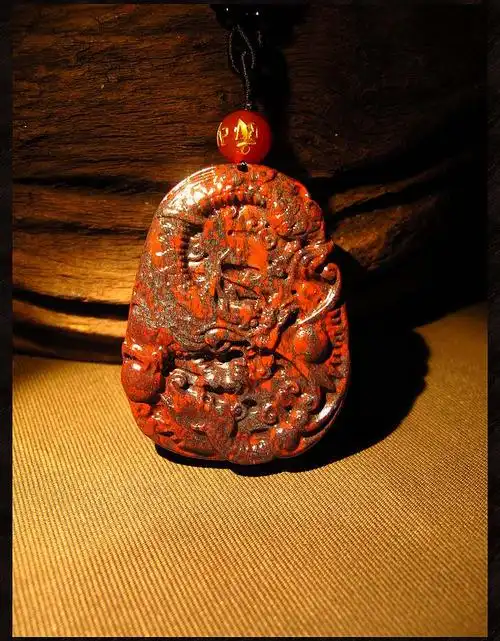 万宗【三分红血龙行天下】天然广西桂林鸡血石龙吊坠