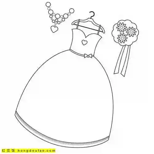 13张4到10岁女孩子最喜欢的芭蕾公主的裙子卡通涂色简笔画-红豆饭小