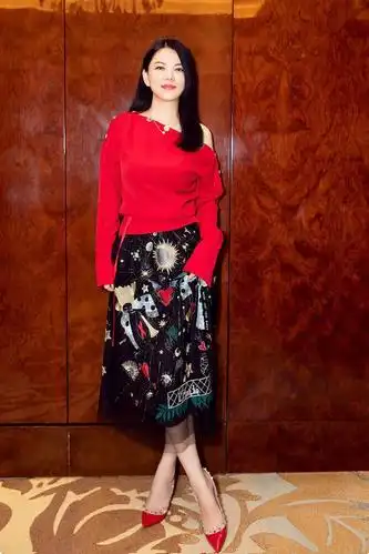 瘦了李湘近照曝光一袭红衣香肩外露性感撩人