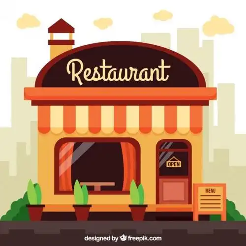restaurant facade in flat design free vector
