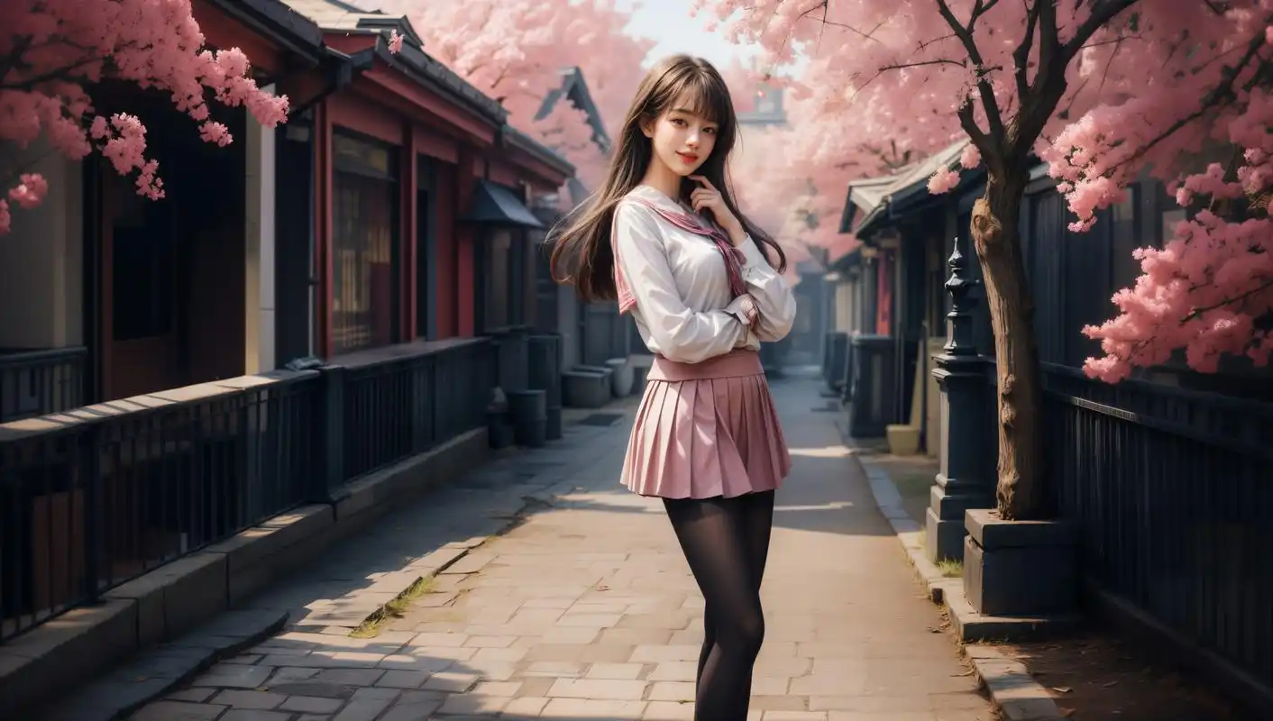 ai美女图片##ai美女写真# #ai美女壁纸# 每日ai美女秀	粉色水手服的