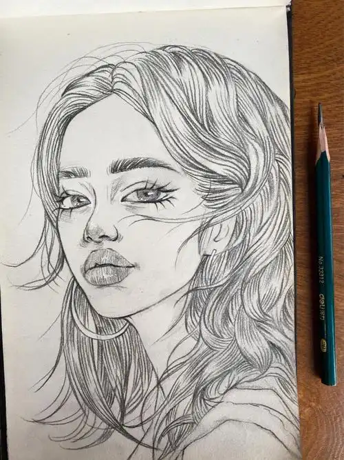 欧美女生头像素描手绘附过程