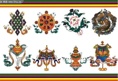 中国风传统佛家八宝矢量图