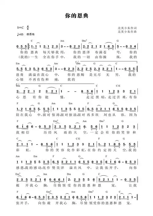 你的恩典和弦简谱