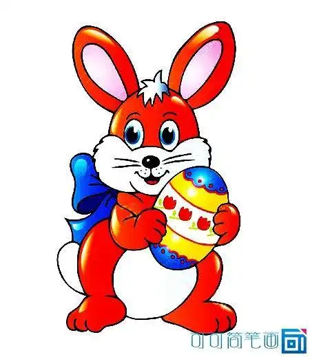 兔子拟人化简笔画彩笔