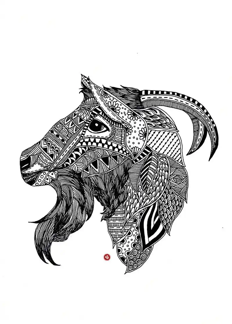 线描画/羊.#黑白线描画 #一起学画画 #少儿美术教育 #每 - 抖音