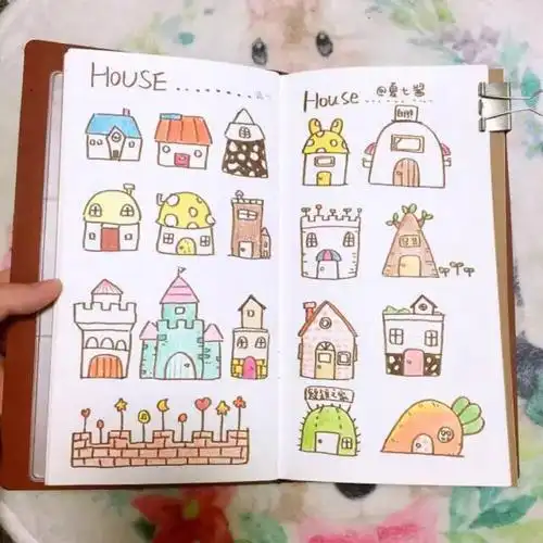 萌萌哒手帐简笔画可爱夏七酱小怪兽