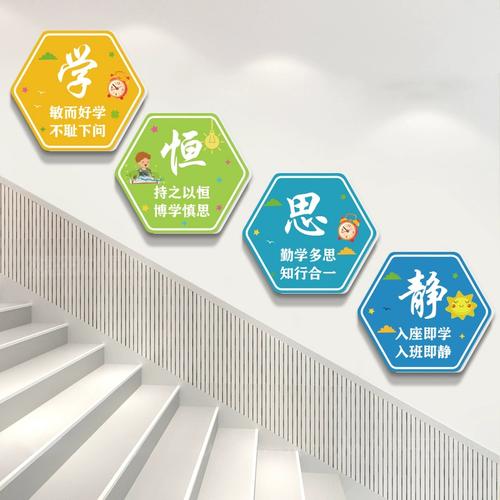 学校园走廊教室装饰文化墙贴小学高三过道班级布置学习标语贴纸画