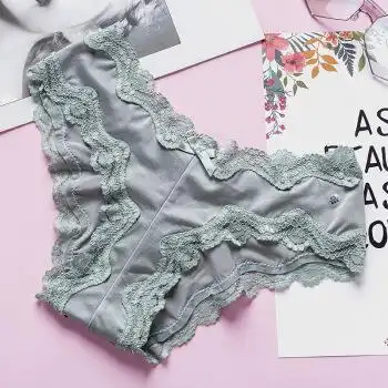 性感内裤女低腰蕾丝边女士三角裤头少女冰丝薄款诱惑镂空火辣细带