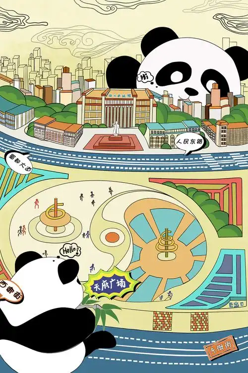 四川旅游城市的地标插画,然后就慢慢开始做吧,以后希望会越来越好成都