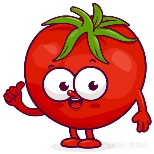 白色背景上微笑卡通新鲜番茄的矢量插图