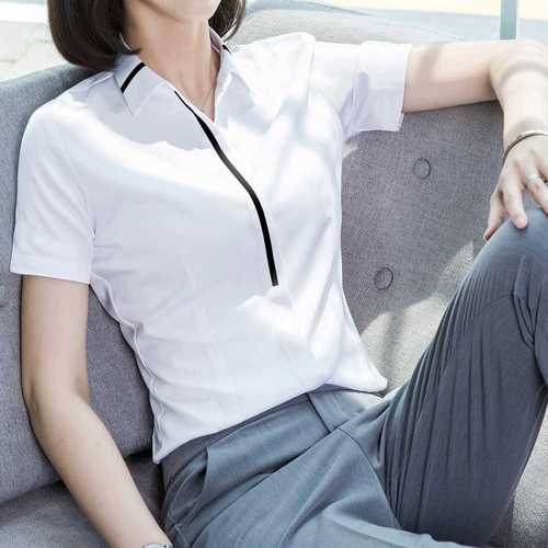 职业白衬衫女夏短袖正装衬衣女夏季薄款前台半袖工装寸气质工作服