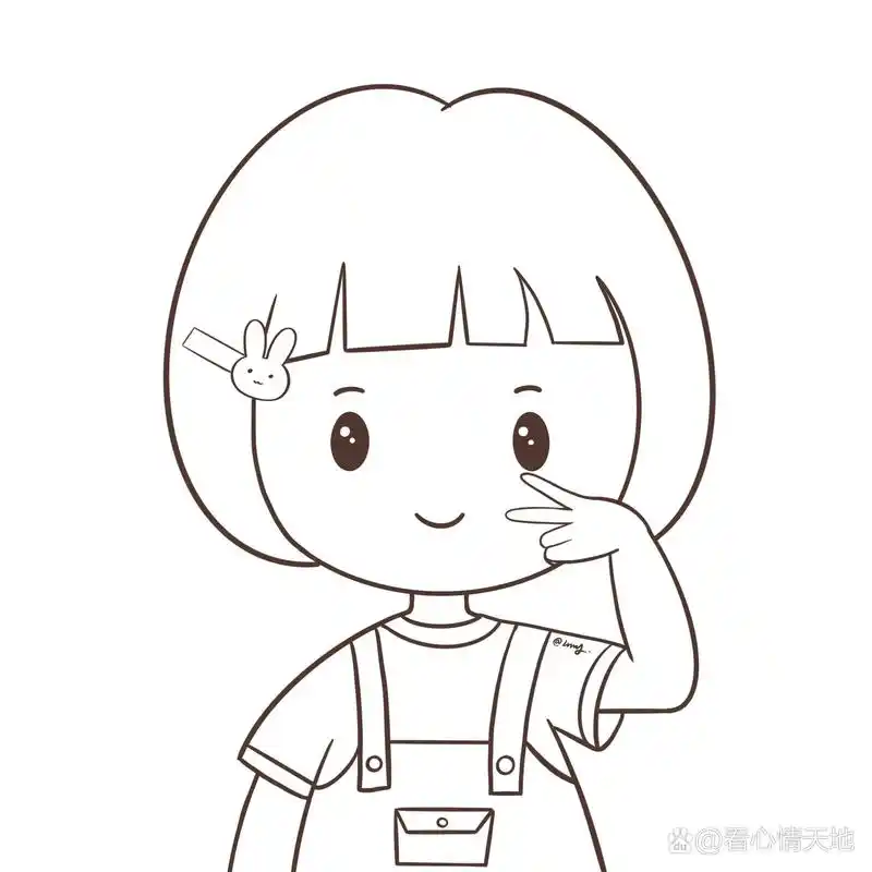 短发女孩简笔画/手绘头像