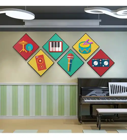 音乐室挂画卡通乐器背景墙壁画学校舞蹈教室装饰画现代简约儿童房挂画