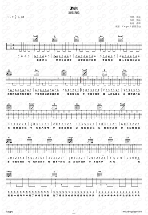 海伦《游京》吉他谱