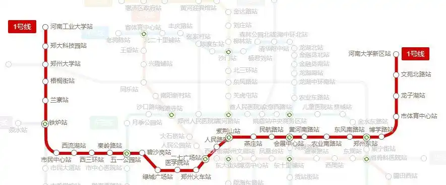 郑州地铁1号线线路图运营时间表