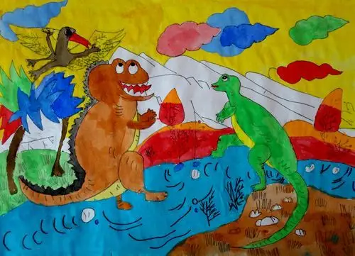 恐龙世界/少儿绘画作品/儿童画/网络美术馆_中国少儿美术教育网